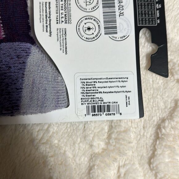 SmartWool XL Snowed in Purple Eclipse Wool Sweater Print Socks - Picture 11 of 11